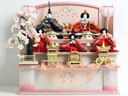 オーソドックスな色合いの雛人形枝垂桜三段収納飾り