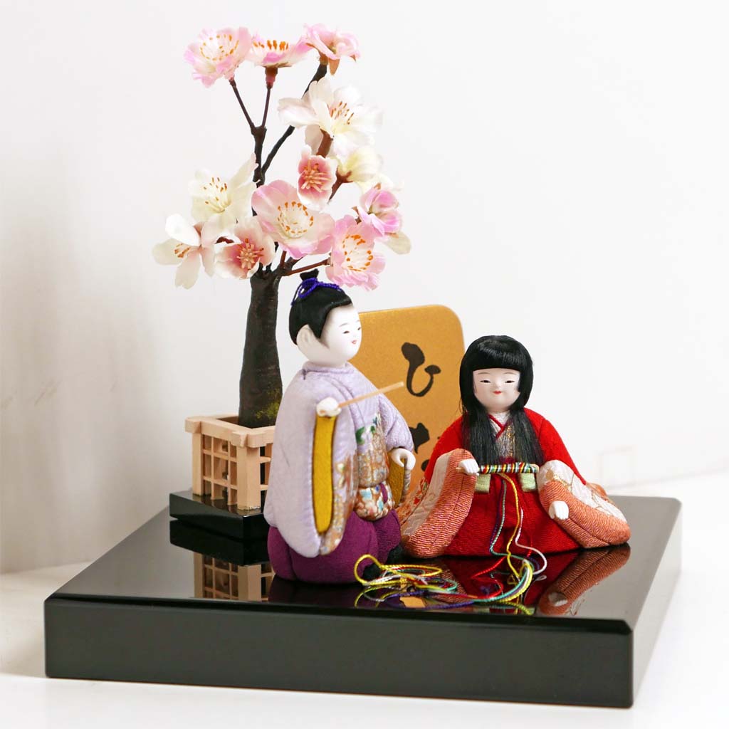 コンパクトサイズのかわいい創作木目込み雛人形桜飾り