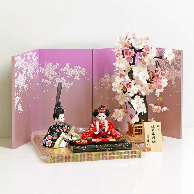 木目込み人形桜花柄縮緬衣装の桜屏風1本桜親王飾りが安い
