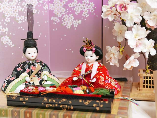 木目込み人形桜花柄縮緬衣装の桜屏風1本桜親王飾りが安い