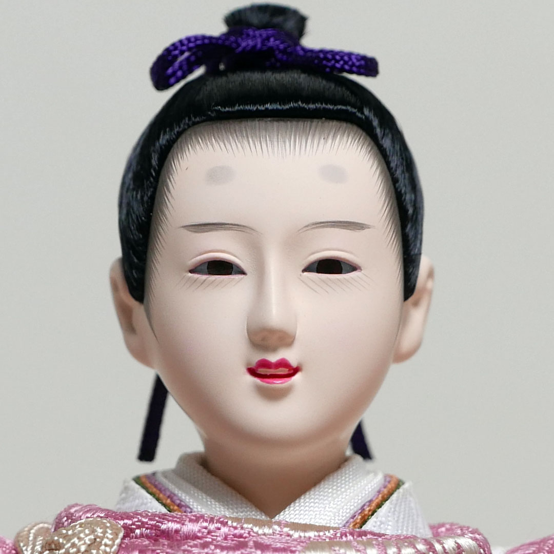 望月龍翠作 オレンジと薄紫衣装の雛人形