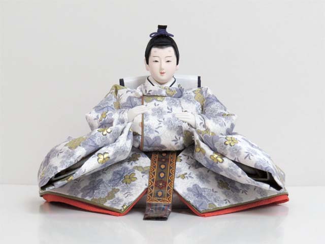 明るい白地桜柄の雛人形
