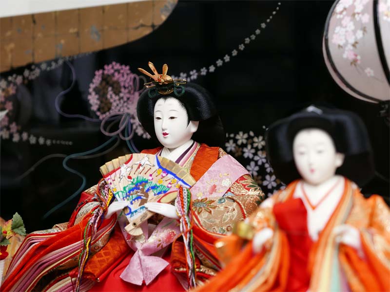 【激安特価在庫処分】草花鳳凰模様金襴衣装の花つつみ屏風五人飾り