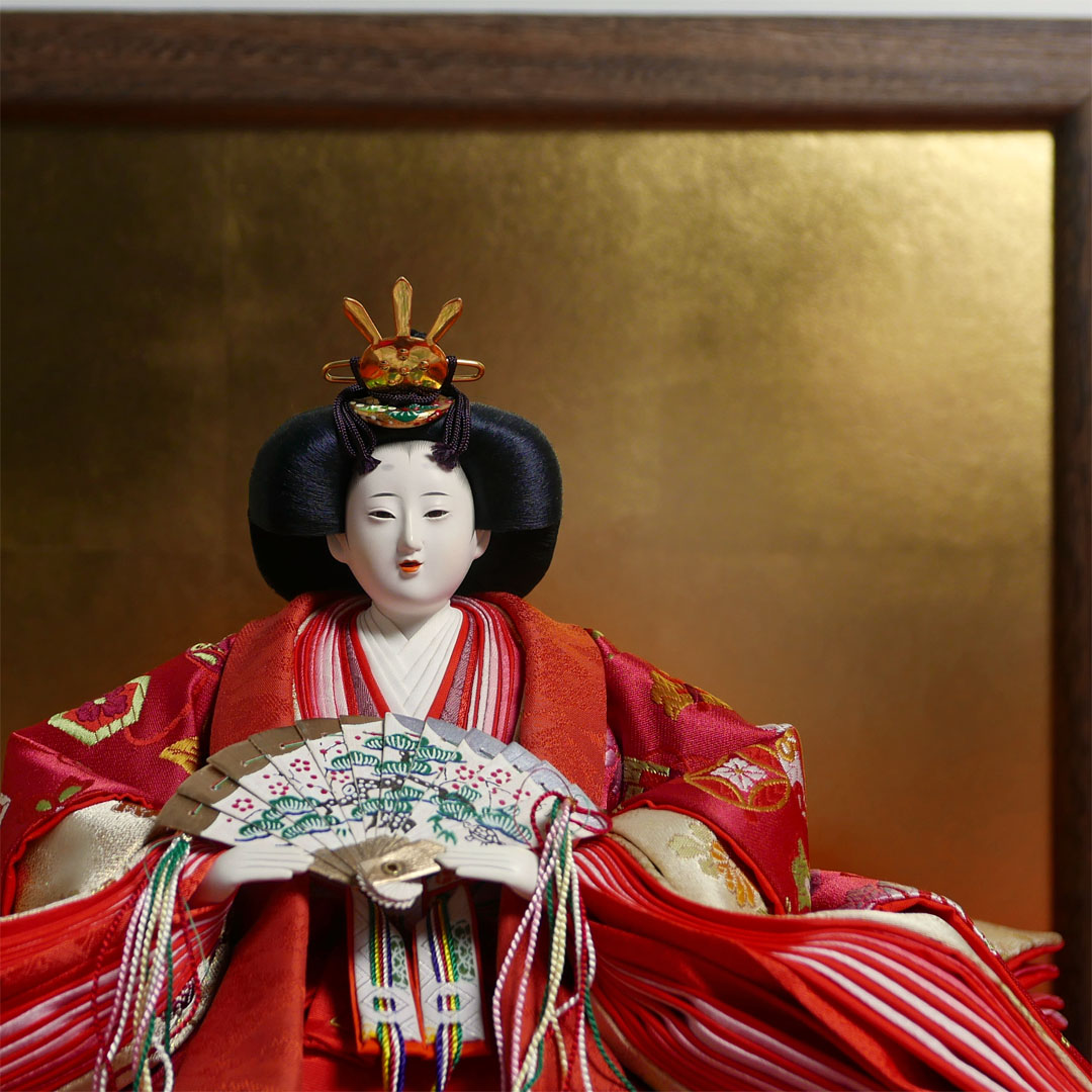 小西清甫作 吉祥紋様衣装雛人形焼桐枠金屏風親王飾り