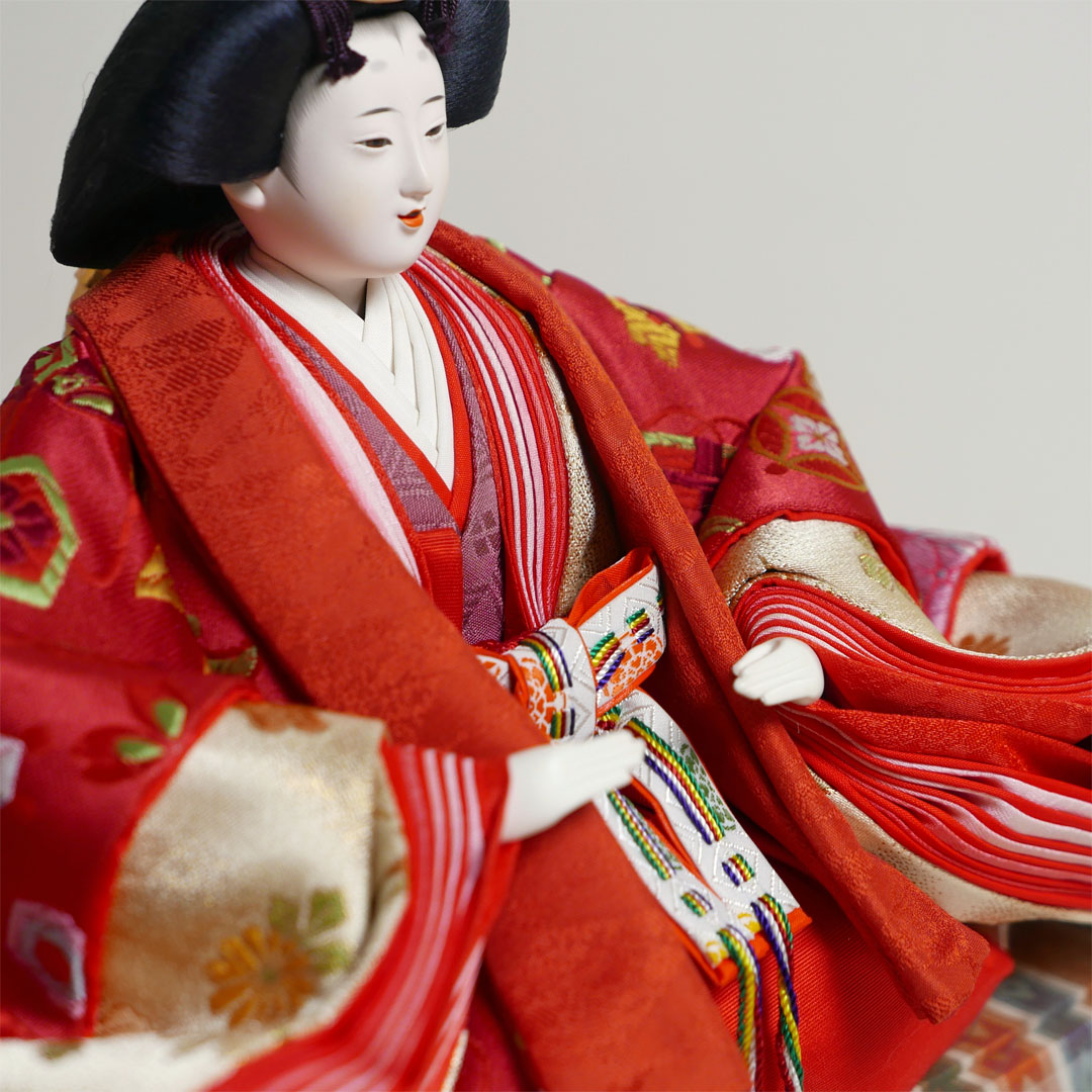 小西清甫作 吉祥紋様衣装雛人形焼桐枠金屏風親王飾り