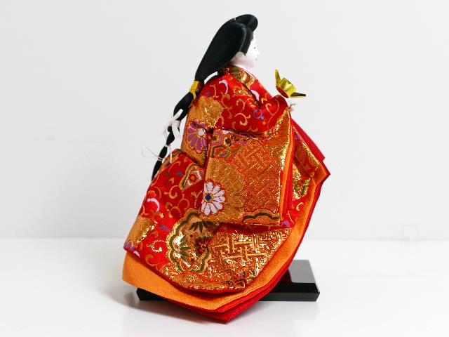 【激安特価在庫処分】オレンジ亀甲松吉祥文様金襴衣装の三五三人官女