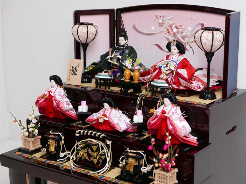 【激安特価在庫処分】雪輪梅柄西陣金襴衣装収納三段飾り