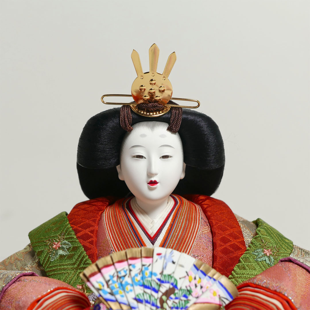 【激安特価在庫処分】姫のみモスグリーンの十二単をまとった重厚なお雛様