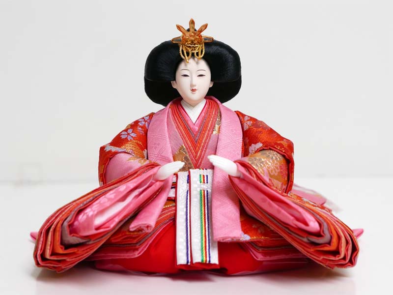 【激安特価在庫処分】桜花柄西陣織衣装コンパクト収納三段飾り