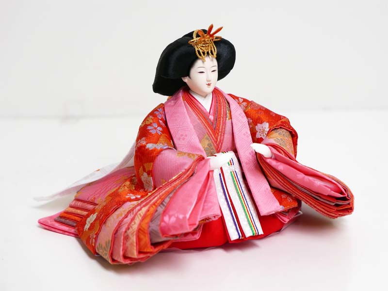 【激安特価在庫処分】桜花柄西陣織衣装コンパクト収納三段飾り