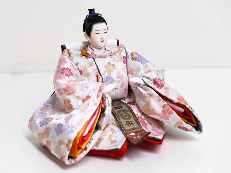 【激安特価在庫処分】桜花柄西陣織衣装コンパクト収納三段飾り