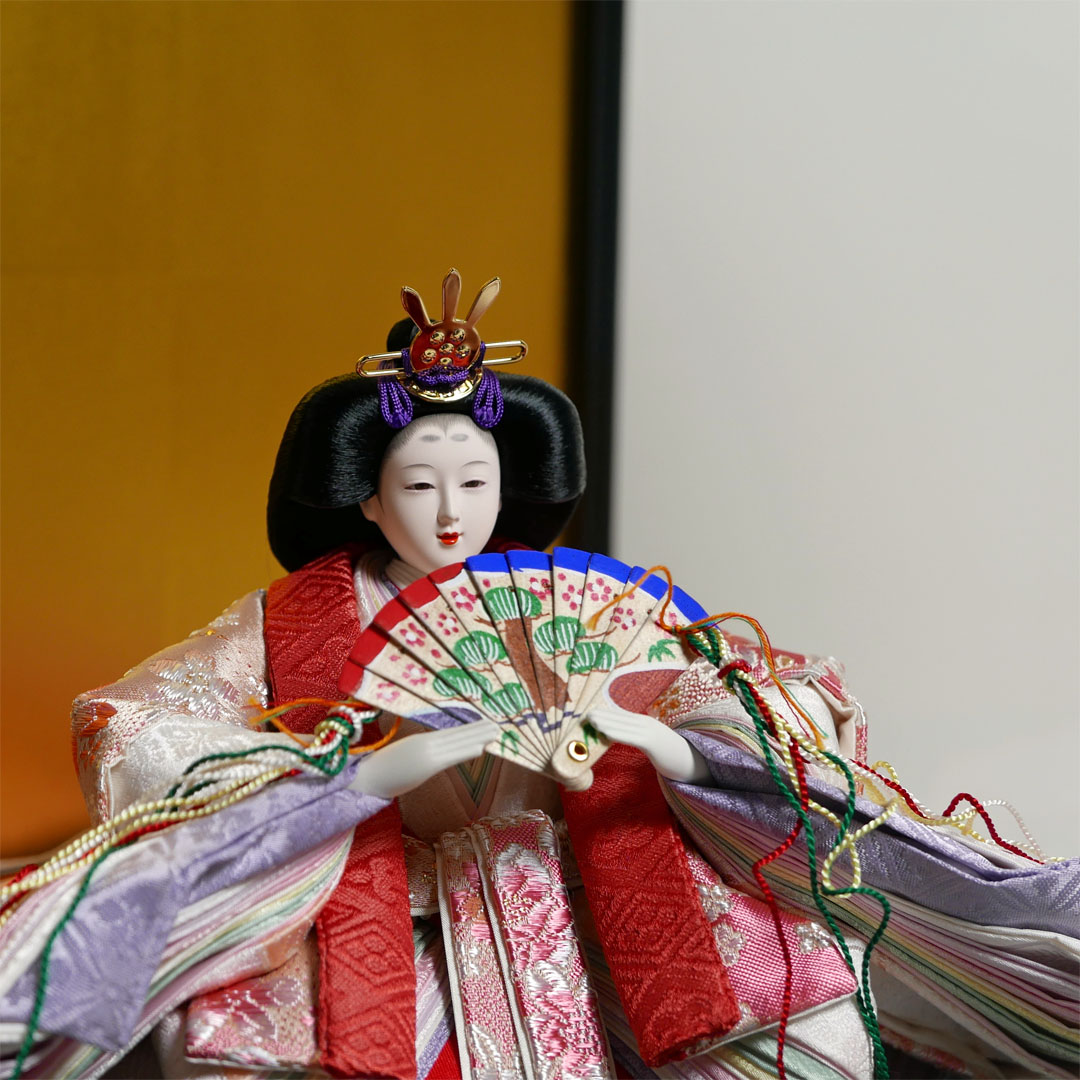 【激安特価在庫処分】美しい赤の雛人形黒枠面取ケース飾り