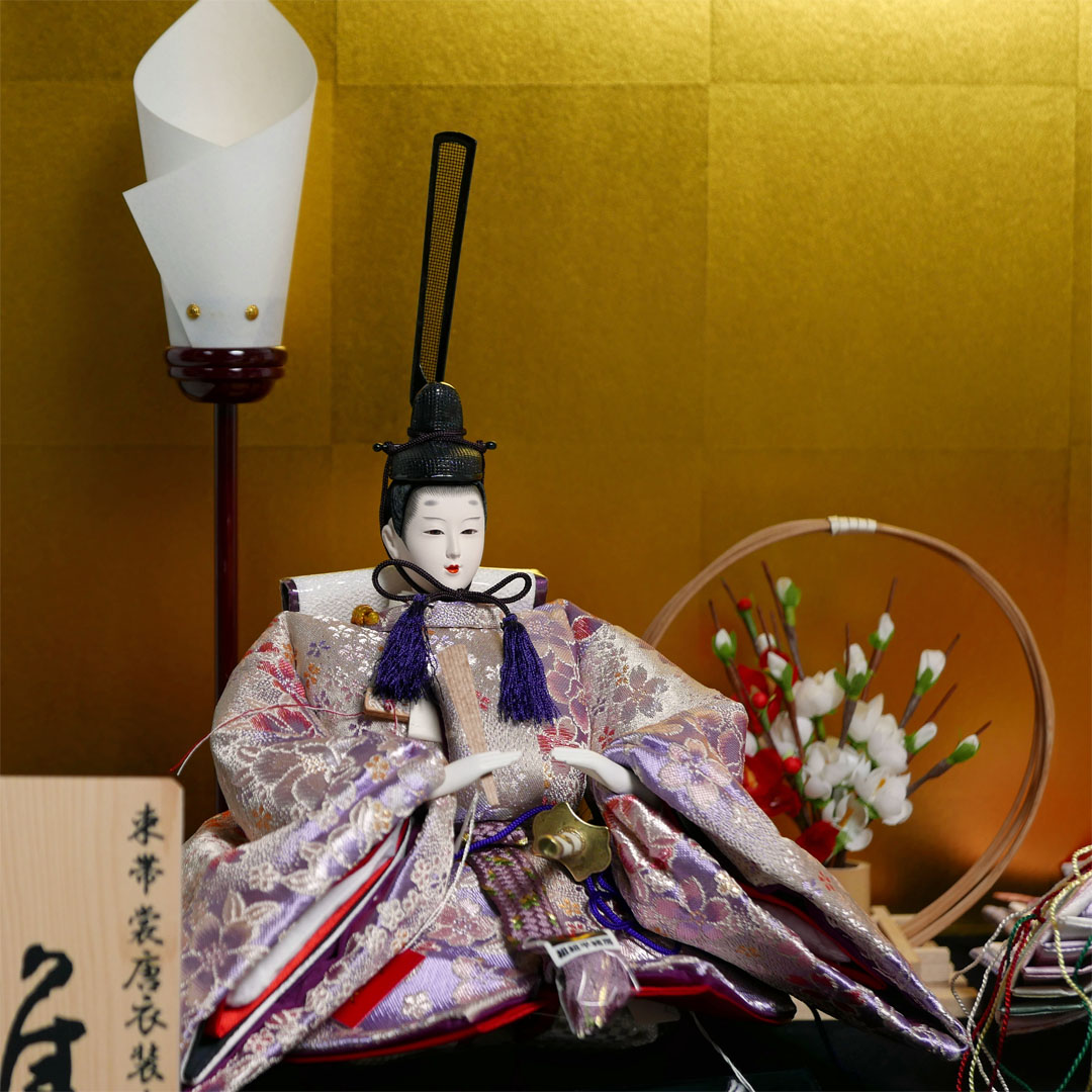 【激安特価在庫処分】美しい赤の雛人形黒枠面取ケース飾り
