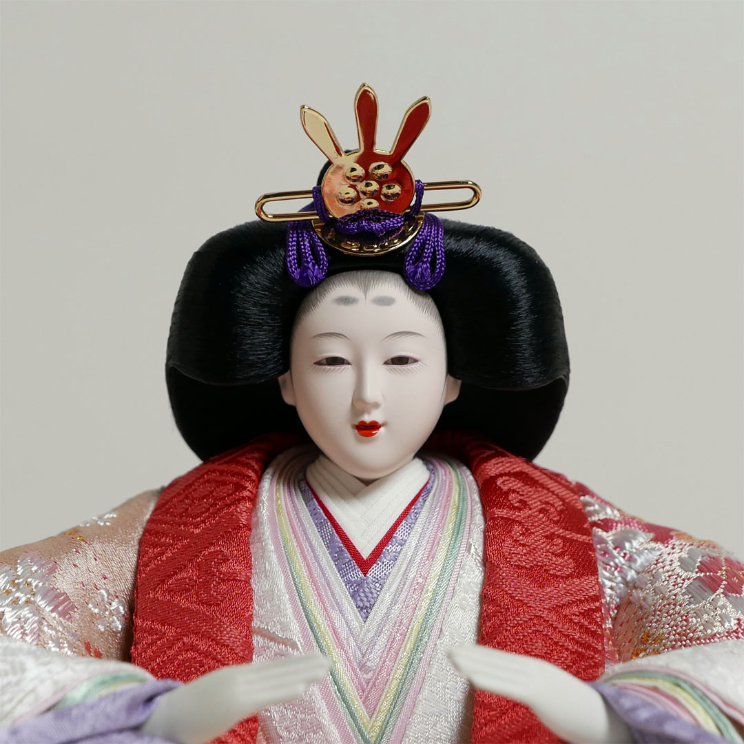【激安特価在庫処分】美しい赤の雛人形黒枠面取ケース飾り