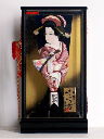 【羽子板在庫処分】13号渋め金襴衣装道成寺羽子板金ぼかし黒枠ケース飾り
