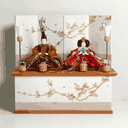 高貴な黄呂染衣装の雛人形白枝桜屏風収納飾り