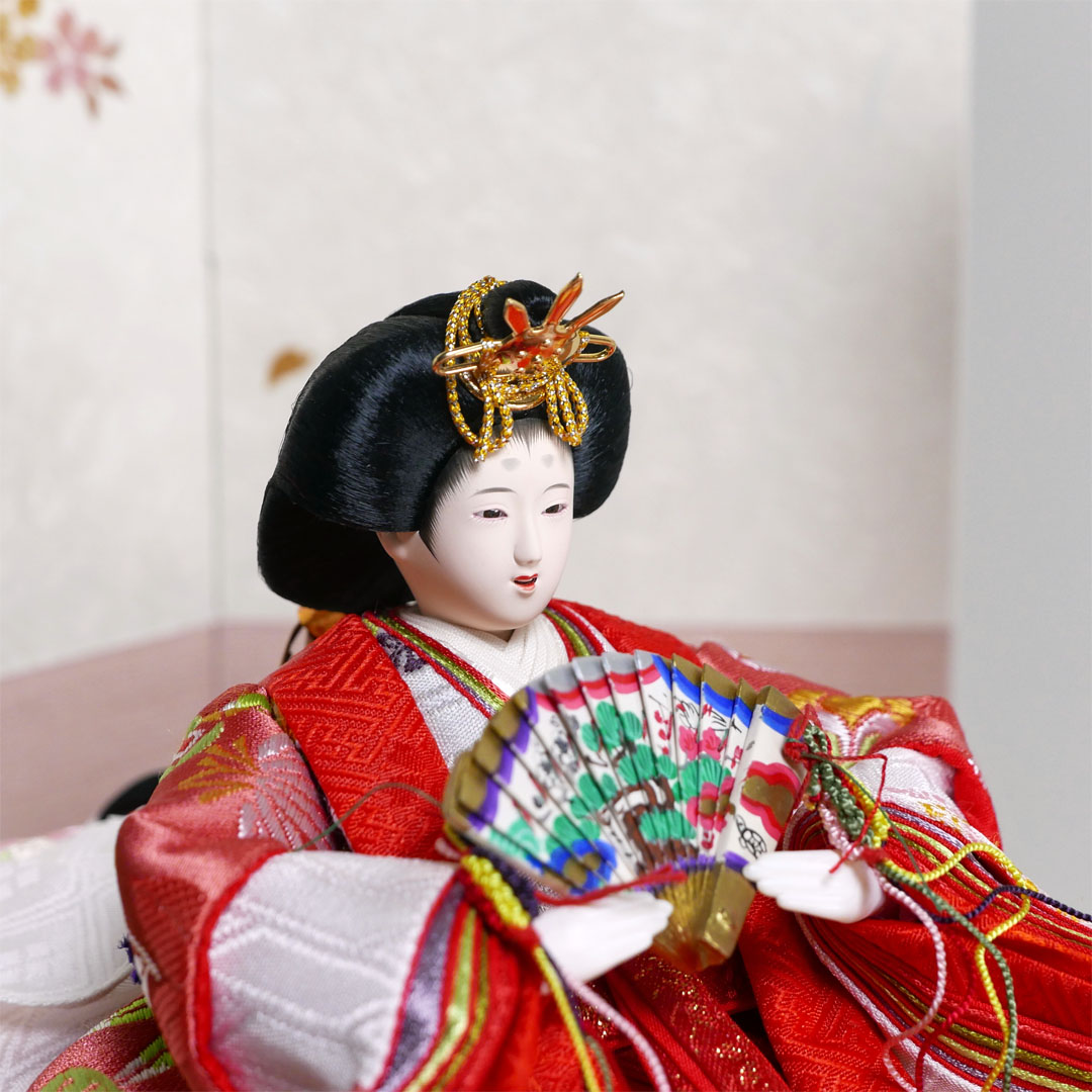 縁起の良い松竹梅衣装雛の雛人形白枝桜屏風収納飾り