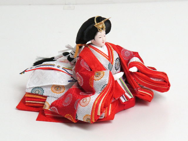 高貴な黄呂染衣装雛の雛人形ぼかしピンク収納桜飾り