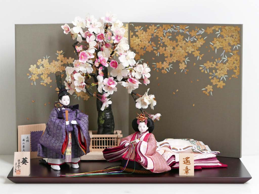 柴田家千代作 麻の葉柄衣装創作親王金桜飾り