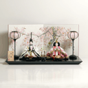 淡いライトピンクの綺麗な色合い雛人形手描き桜屏風親王飾り