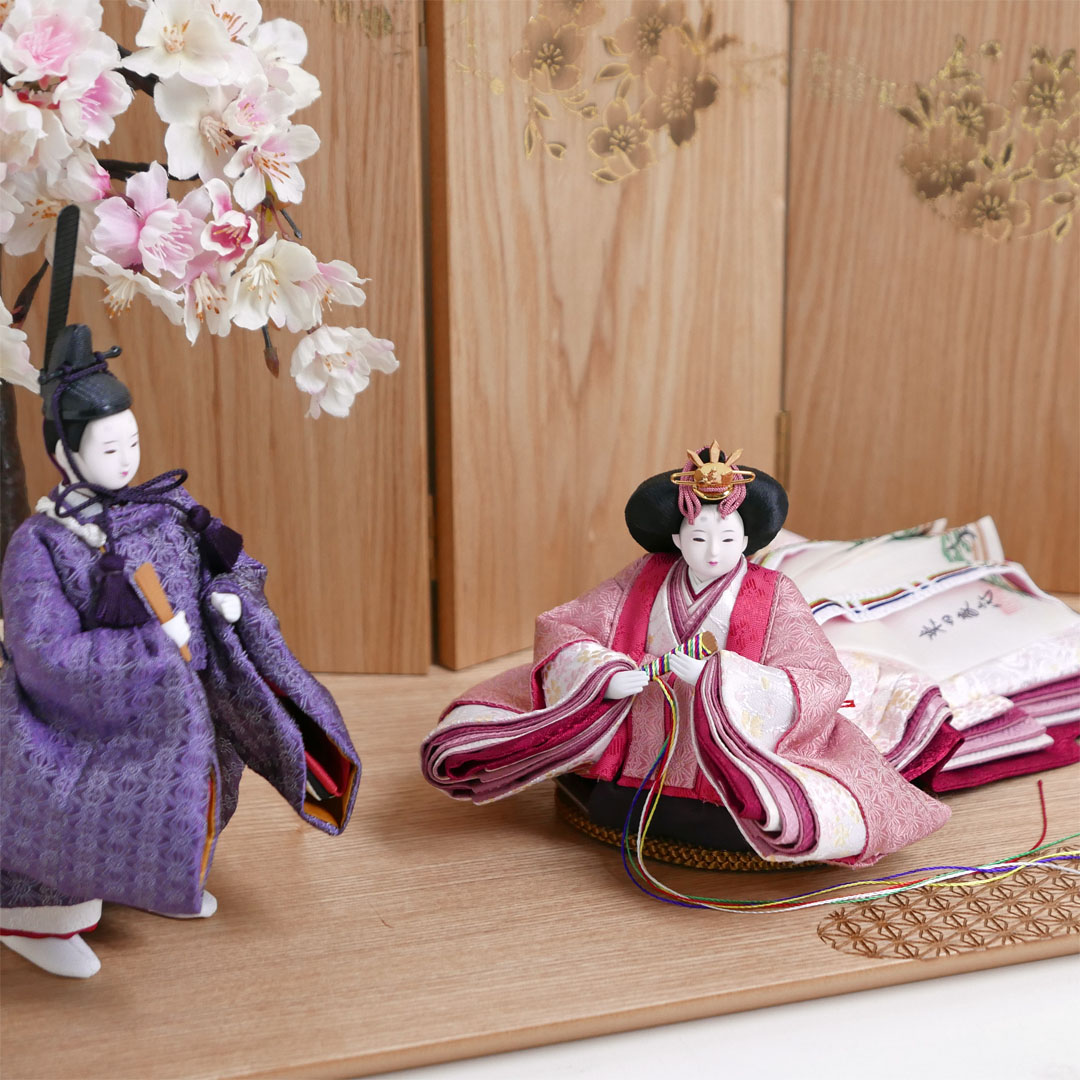 ハンドメイド雛人形セット✳︎飾り台付き✳︎麻の葉柄
