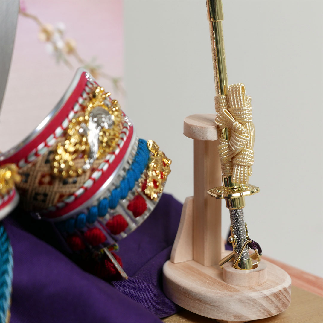 平安道斎作 白光7号プラチナ箔押兜引出し収納飾り