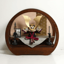 雄山作 天賦の兜 7号 夢牡丹 アクリル円型オーク塗飾り