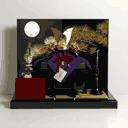 平安道斎作 北斗8号透かし金物兜月に松屏風飾り