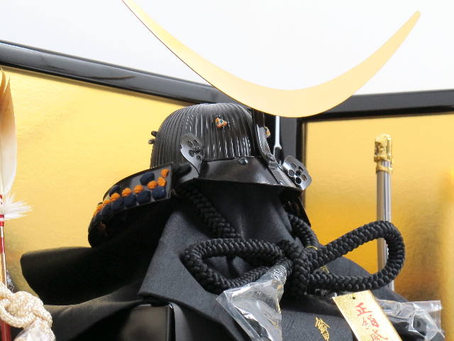 1/3伊達政宗弦月形前立六十二間筋鉢兜火縄銃金屏風飾り
