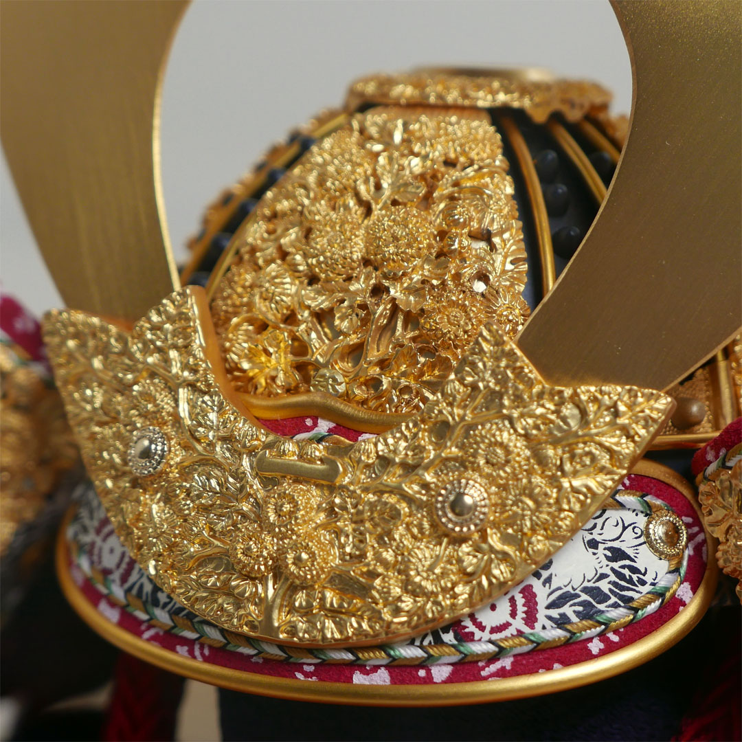 雄山作 12号菊一文字之兜 アクリル5面ケース飾り 国宝模写