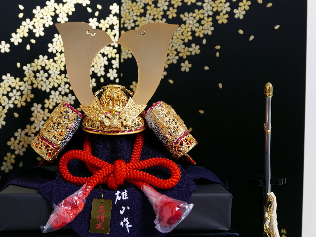 奈良春日大社所蔵国宝模写竹雀の兜15号金銀桜屏風飾り
