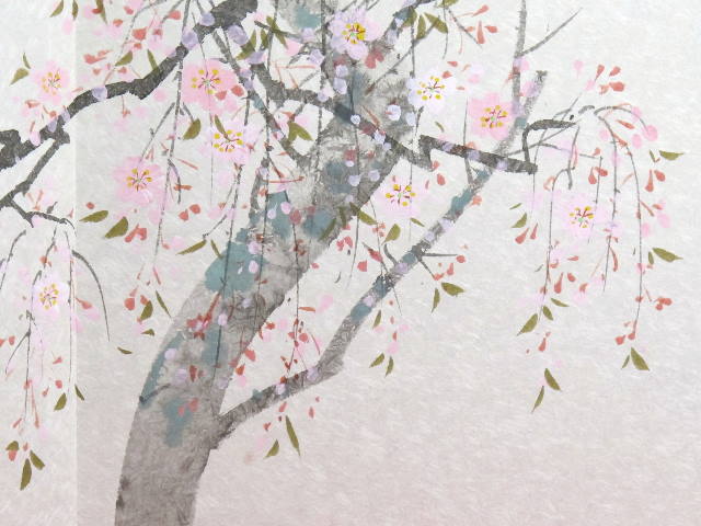 手描きしだれ桜屏風