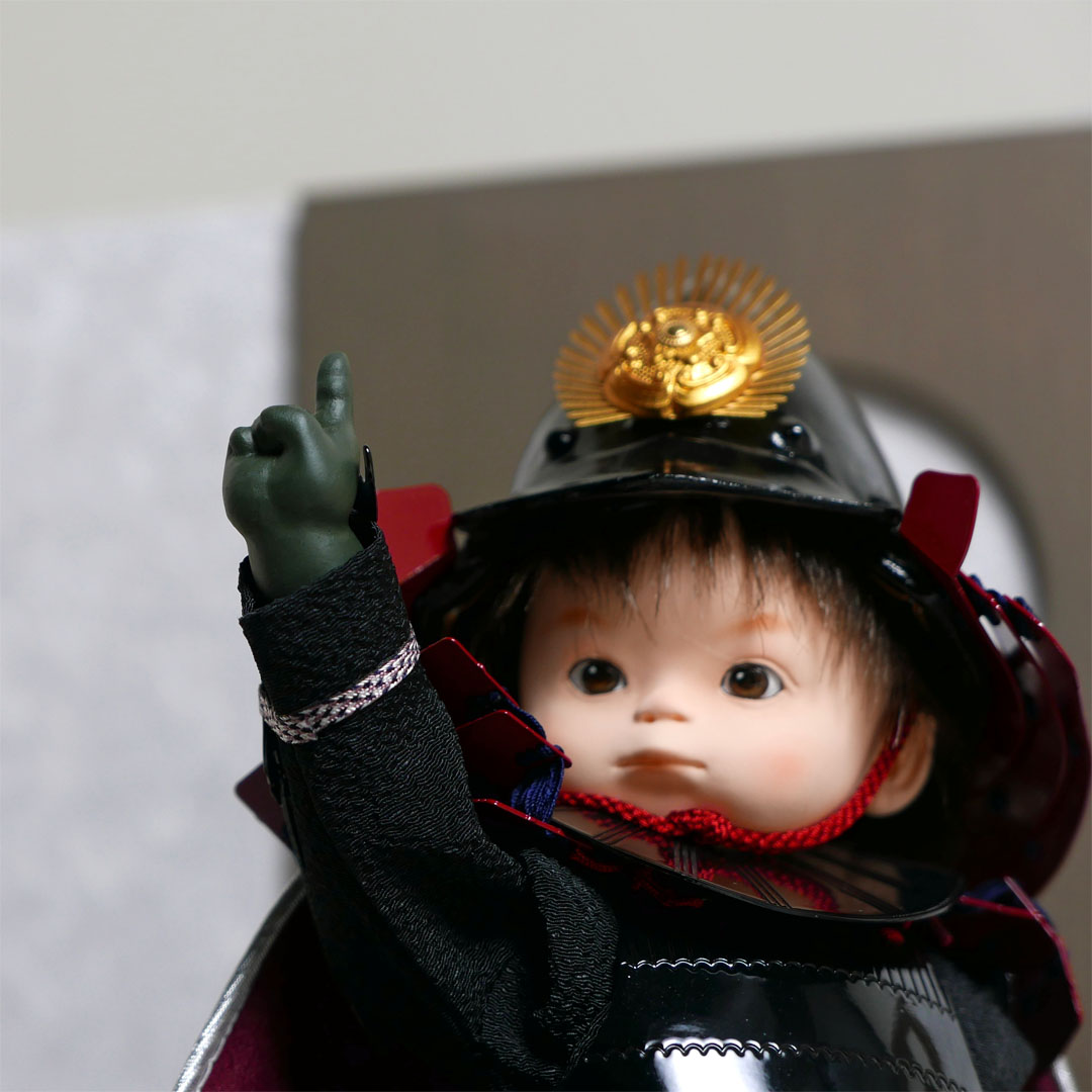 人形工房壹三作 一番星織田信長 子供大将白月グレー飾り もののふ童 武者人形
