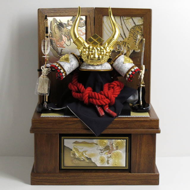 武田信玄諏訪法性兜竜虎柄収納飾り(着用可)