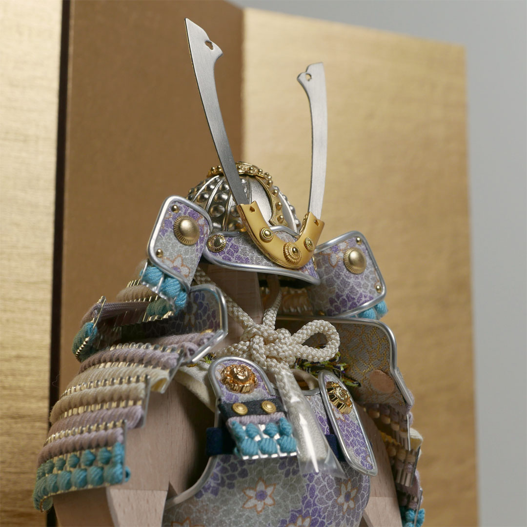 雄山作 タンゴ侍 藤丸 金屏風木目台飾り 鎧飾り 木製の五月人形