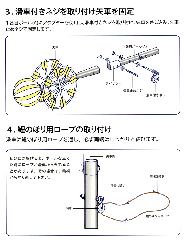 鯉のぼりポール説明書、ポールのセット2