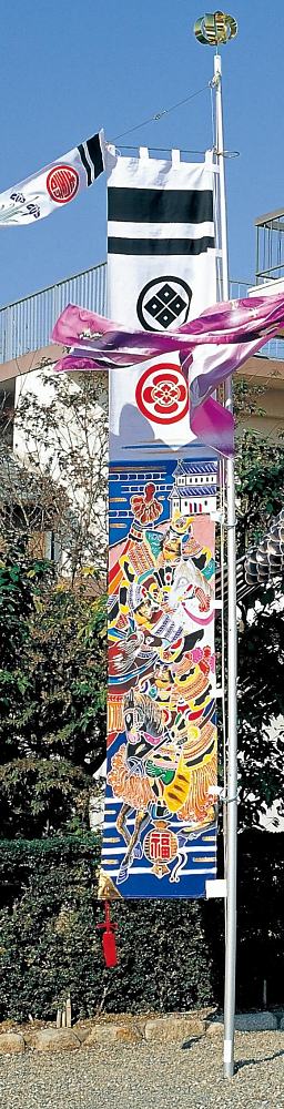庭園用武者幟3.5m豊臣秀吉・加藤清正・福島正則 綿天竺金粉銀粉仕上げ