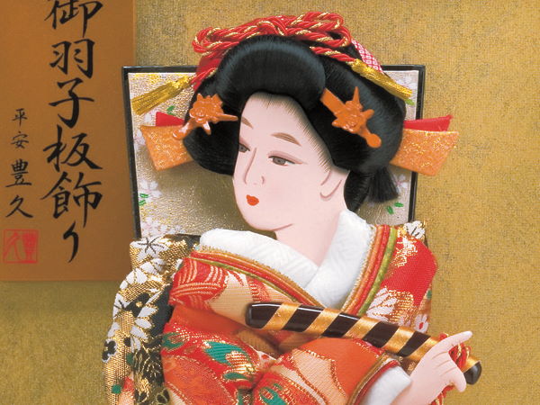 寿13号汐汲み羽子板ケース飾りお顔アップ